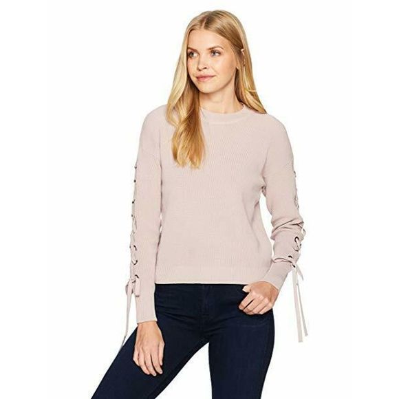 J.O.A. Sweaters - J.O.A. Los Angeles Lace Up Sleeve Pullover Sweater